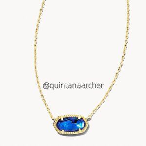 Elisa Gold Pendant Necklace in Navy Abalone